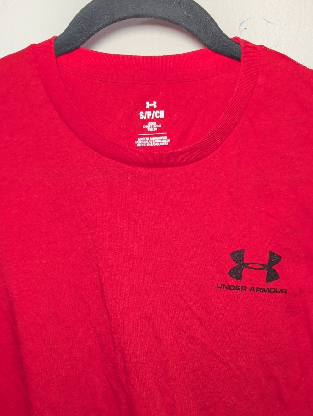 Under Armour Men's Sportstyle Left Chest Logo T-Shirt Red Black Athletic Size S - Picture 3 of 5